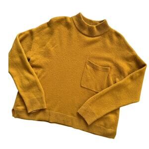 Madewell Mustard Wool Blend Knit Sweater Pocket Crewneck Size Large